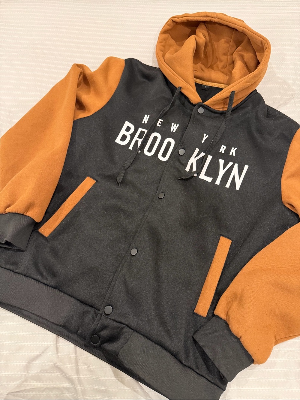Brooklyn NY Hooded Jacket - Black & Brown - size L